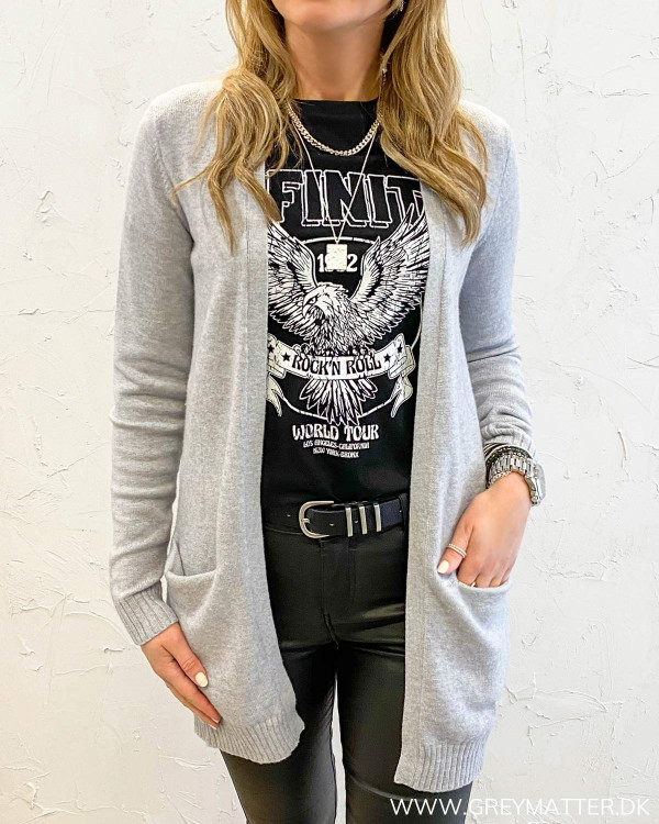 Vila Viril Light Grey Melange Open Knit Cardigan