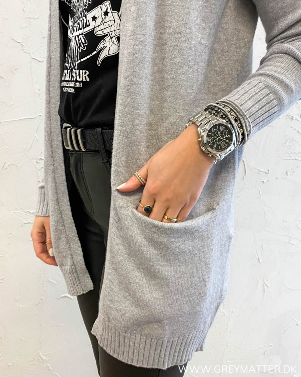 Vila Viril Light Grey Melange Open Knit Cardigan
