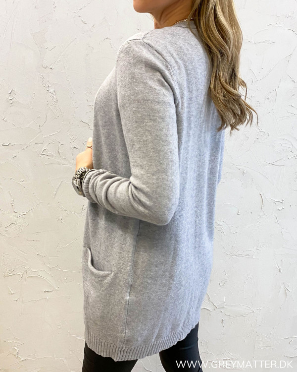 Vila Viril Light Grey Melange Open Knit Cardigan