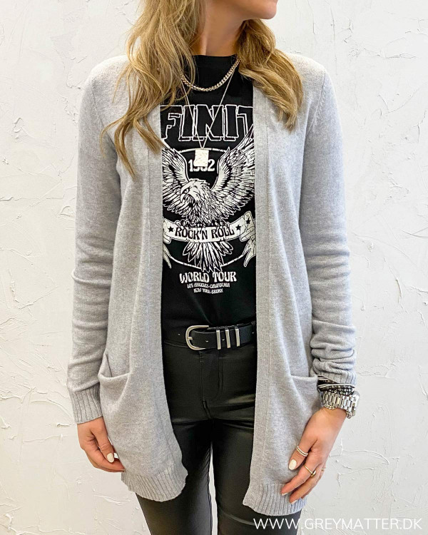 Vila Viril Light Grey Melange Open Knit Cardigan