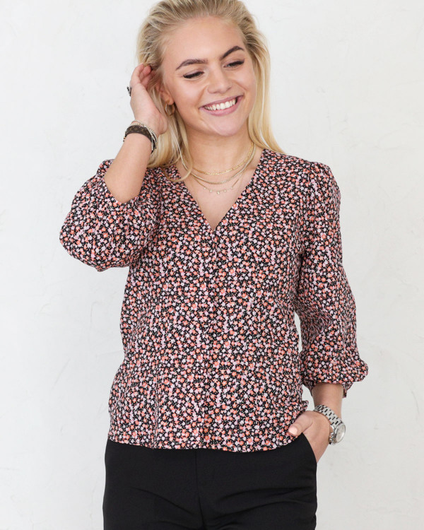 Neo Noir Renee Floral Dream Flower Peach Shirt