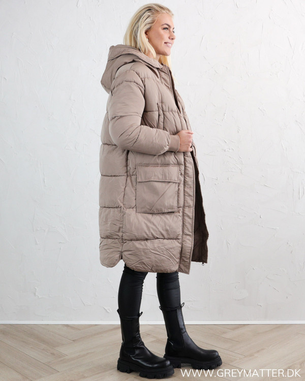 Pieces Pcsevigne Taupe Gray Padded Jacket