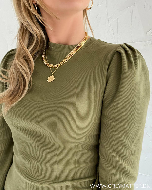 Pieces bluse i olive pcnanna