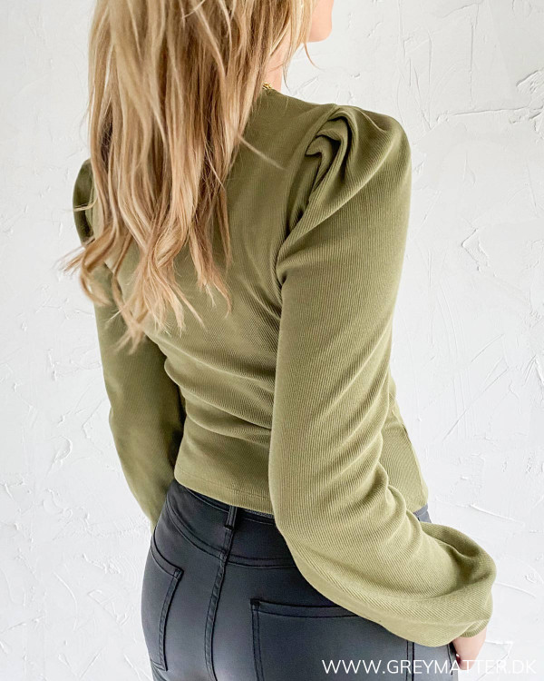 Pcnanna Pieces bluse med puf i grøn