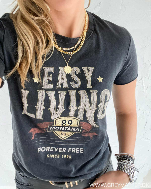 T-shirt i bomuld med print til damer