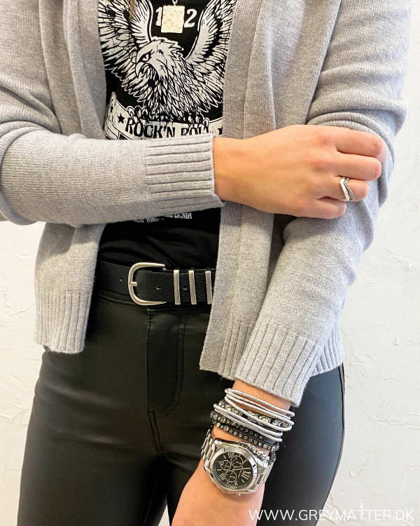 Viril Short Light Grey Melange Knit Cardigan