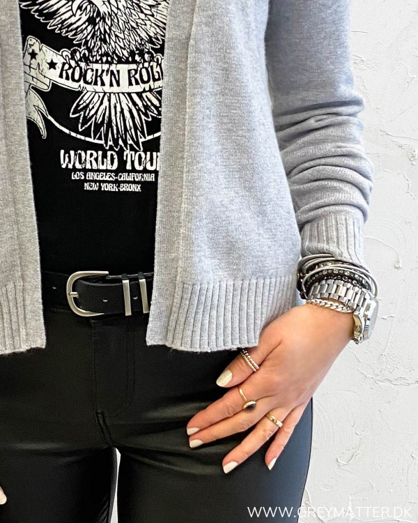 Viril Short Light Grey Melange Knit Cardigan
