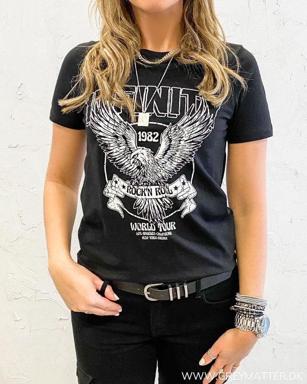 Rå t-shirt til damer med ørne print