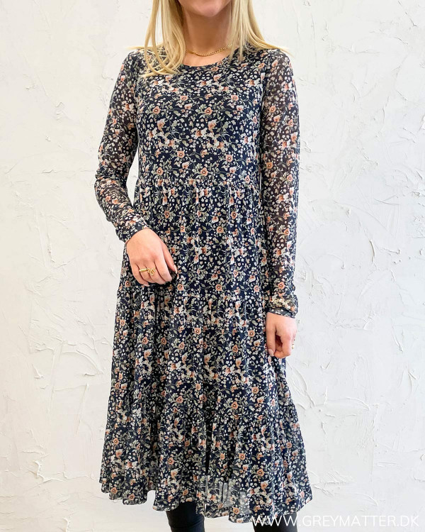 Vidavis Printed Navy Blazer Flowers Dress