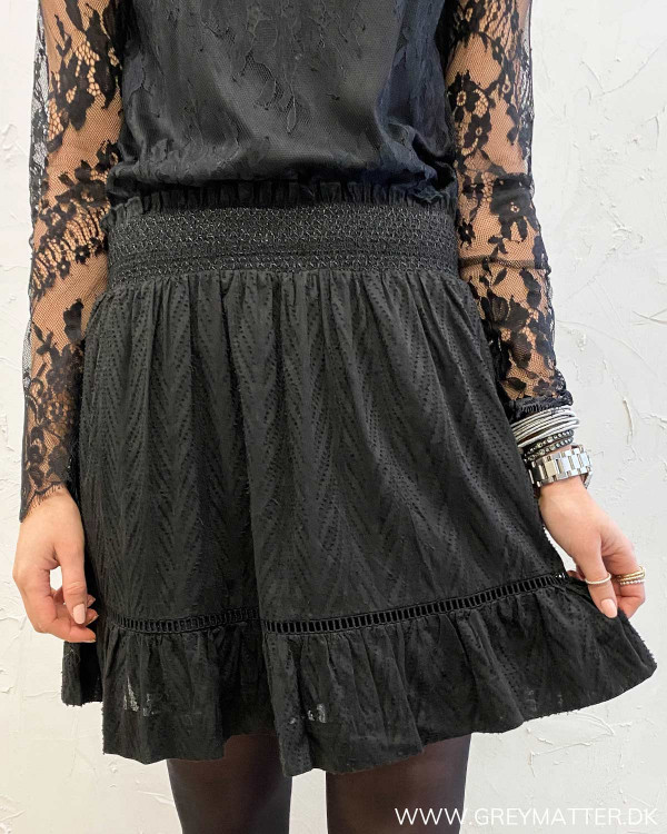 Teffie Leaf Dobby Black Skirt
