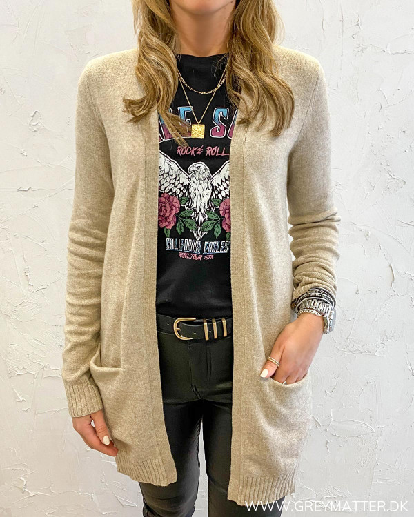 Vila Viril Open Knit Natural Melange Cardigan