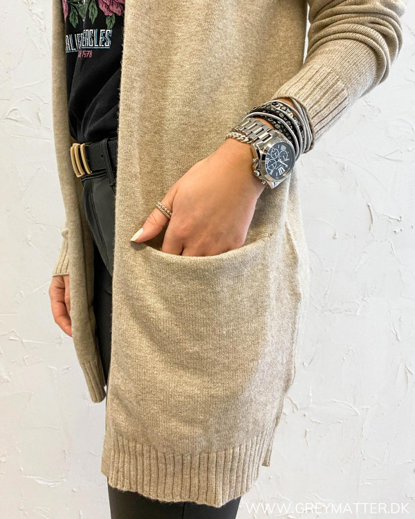 Vila Viril Open Knit Natural Melange Cardigan