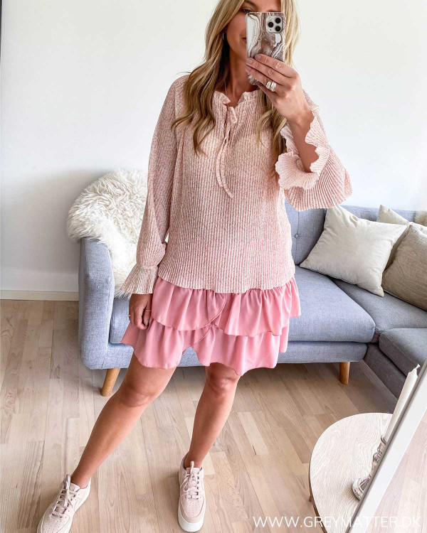 Plissé bluse i Beige